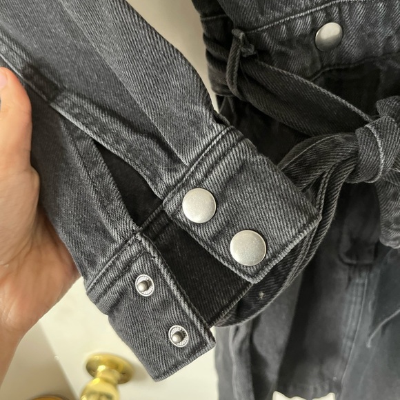 & Other Stories Denim Belted Black Mini Dress - Picture 6 of 12